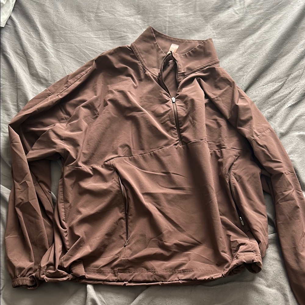 Aritzia Brown Half-Zip Lightweight Jacket